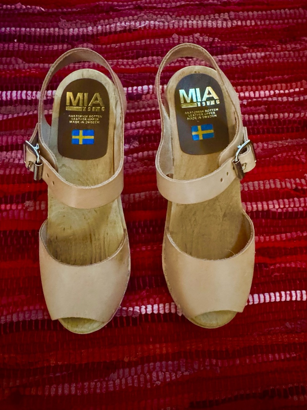 MIA Nude Leather Open-Toe Slingback Sandals/Clogs